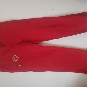 Red Embellished Pants